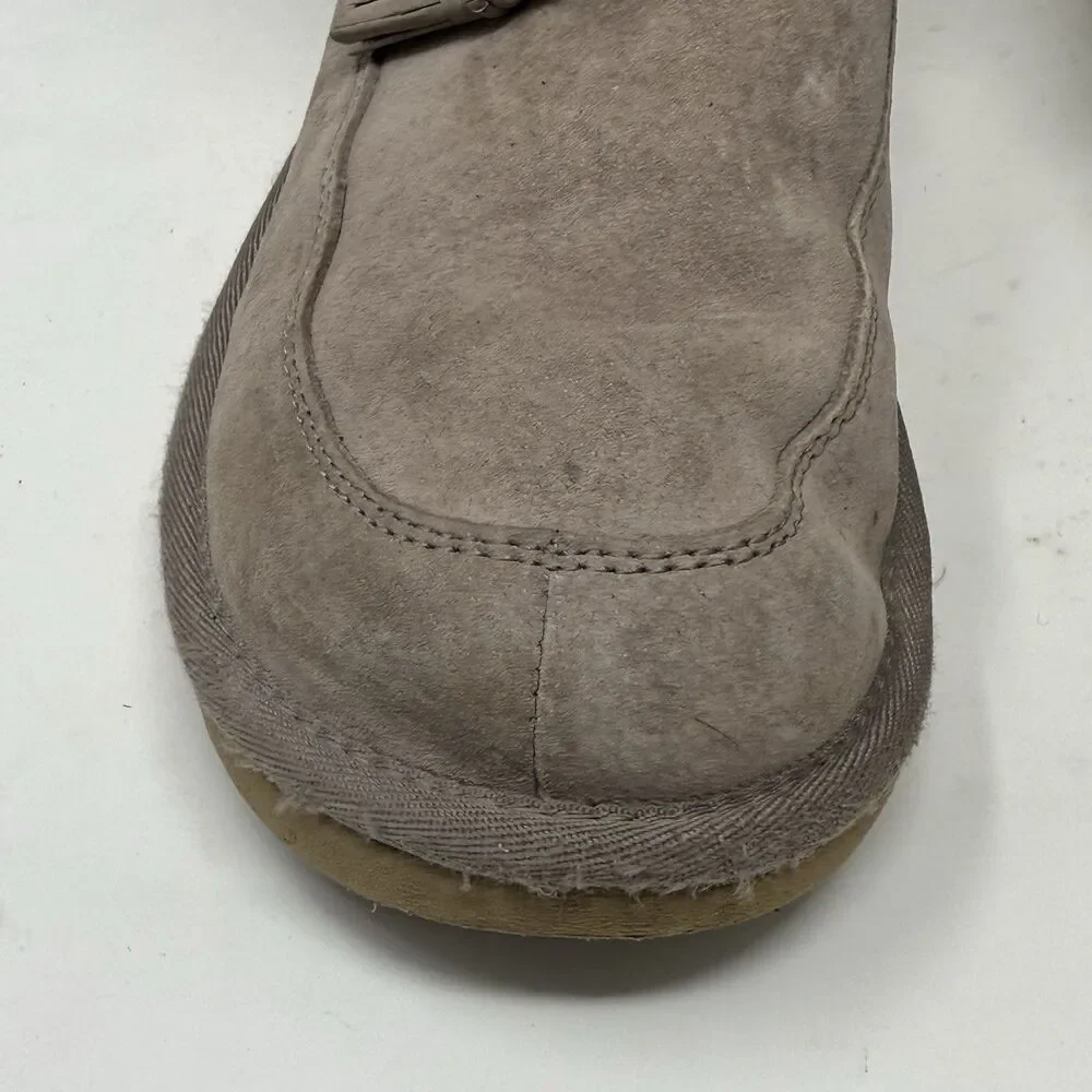 UGG Suburb Shearling Knitted Boots Womens 8 Sand Brown Suede Leather Mid Calf